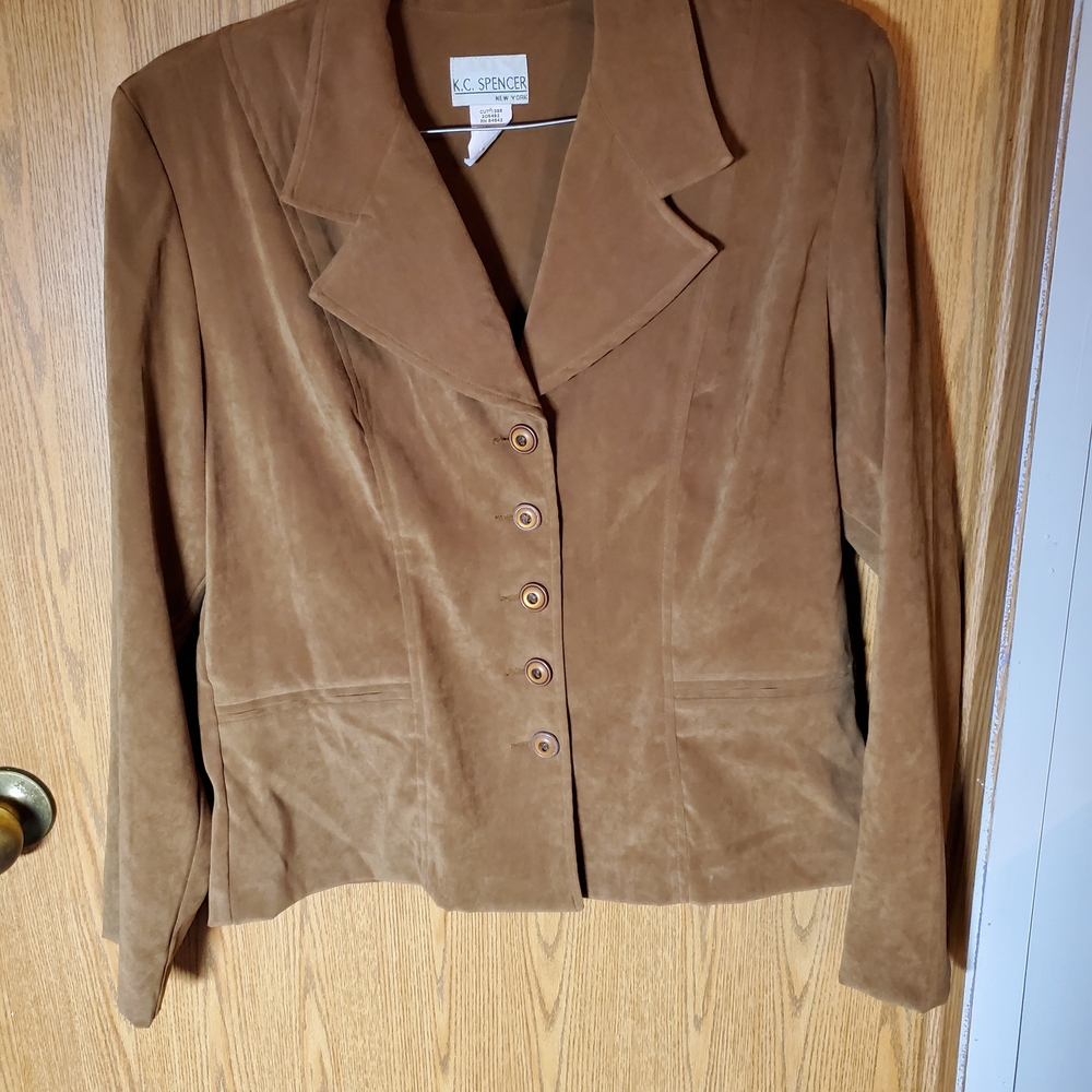 Elegant Tan Suede Women's Blazer